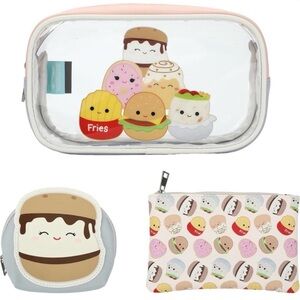Bioworld Squishmallows Food Squad Travel Cosmetic Bags (Set of 3)